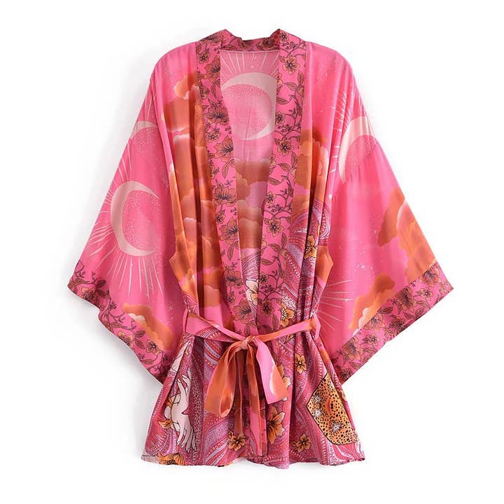 Rosa Clothing - Wholesale Kimono - Women's - Boho Luna Floral Print Kimono Robe