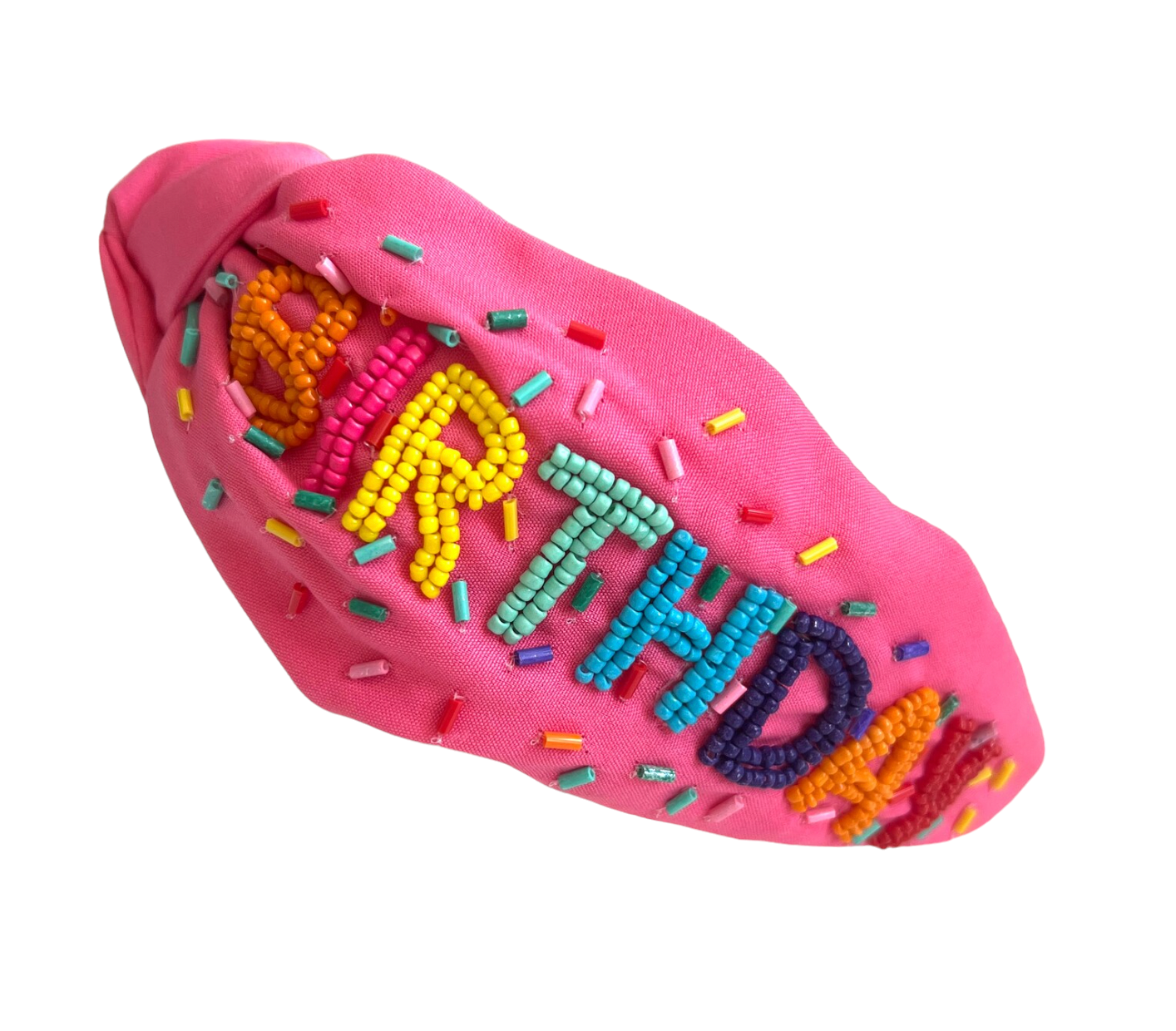 Mavi Bandz - Wholesale Fashion Headband - Women's - Happy Birthday Girl Pink Spring Knot Headband Hand Beaded2