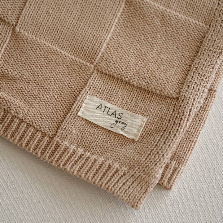 Atlas Grey - Wholesale Bedding Blanket - Kids & Baby - Organic Checkered Knit Blanket