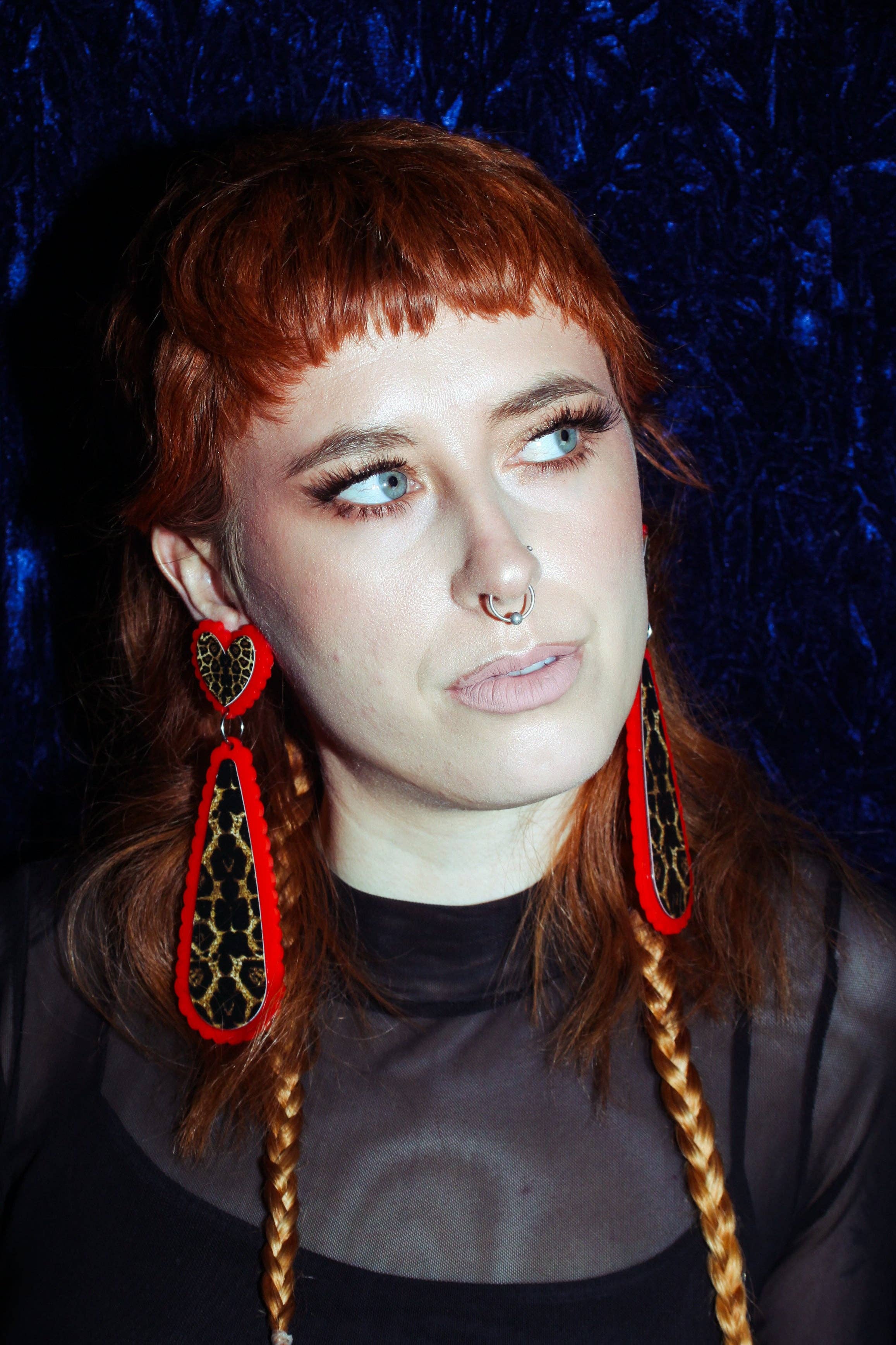 Fairly Odd Shop - Wholesale Dangle Earrings - Scalloped Drips - Leopard3