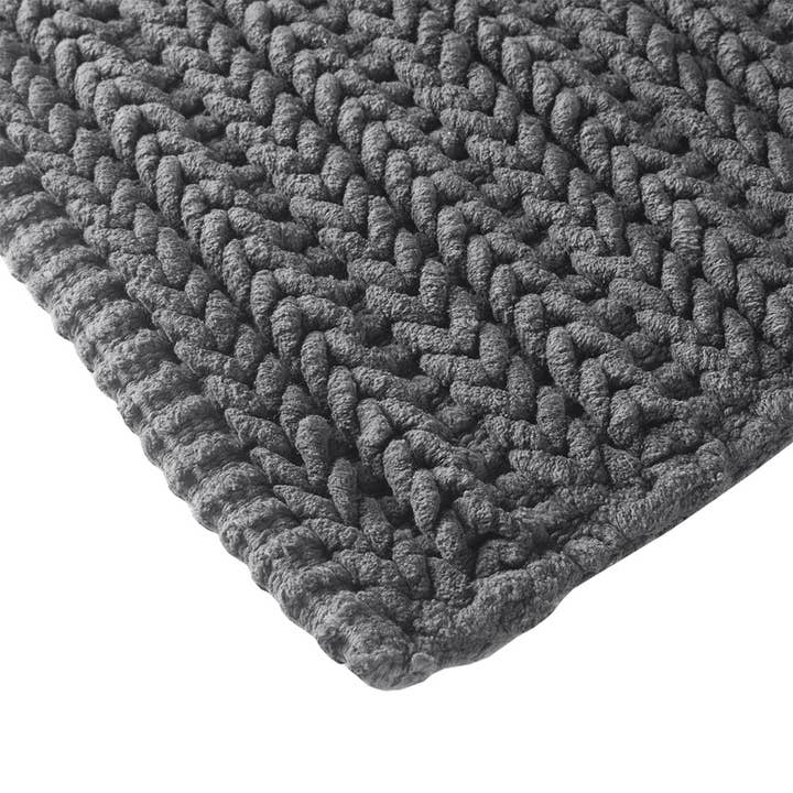 Olliix - Wholesale Bath Mat - Cotton Chenille Stitch Bath Rug, Dark Grey3
