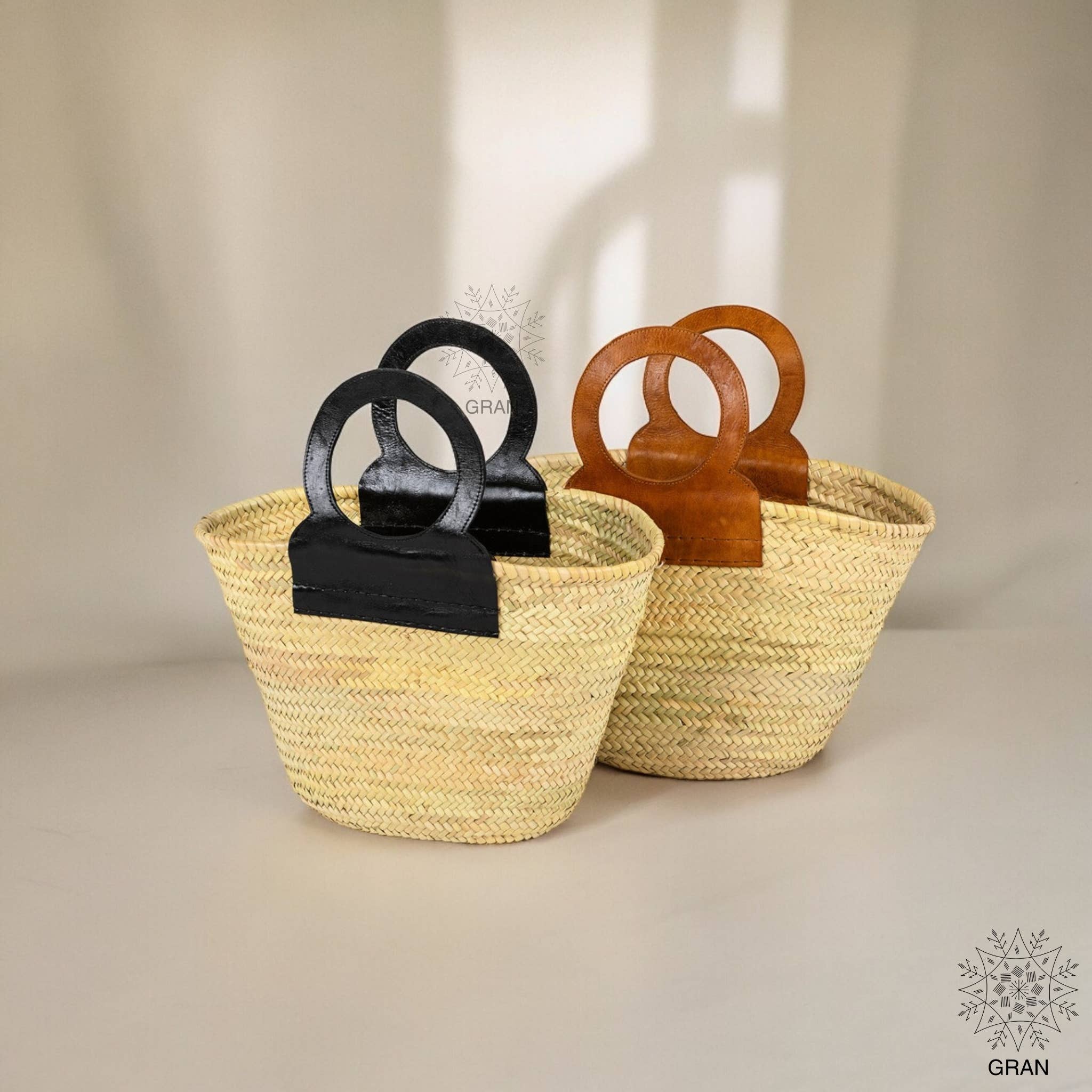 Gran Wholesale – wholesale Beach bag – Straw Tote Bag With Leather Handle, Basket Shopping Bag.1