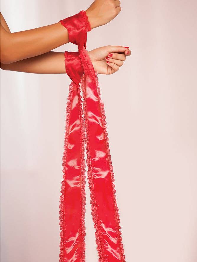 Seven til Midnight Two Pack Satin Bondage Ties With Lace for wholesale by Lingerie Mart