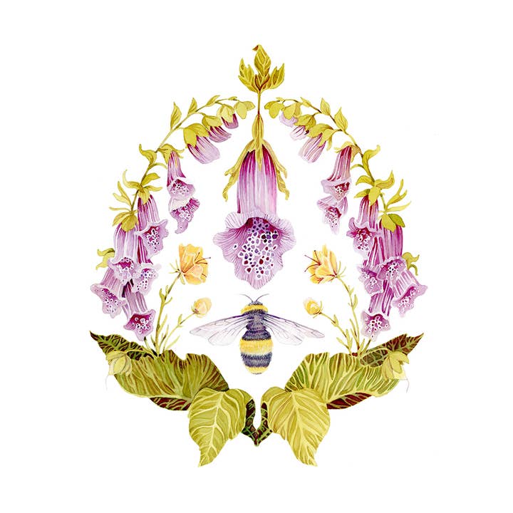 Lámina artística Giclée de dedalera y abeja para venta al por mayor de Sarah Rose