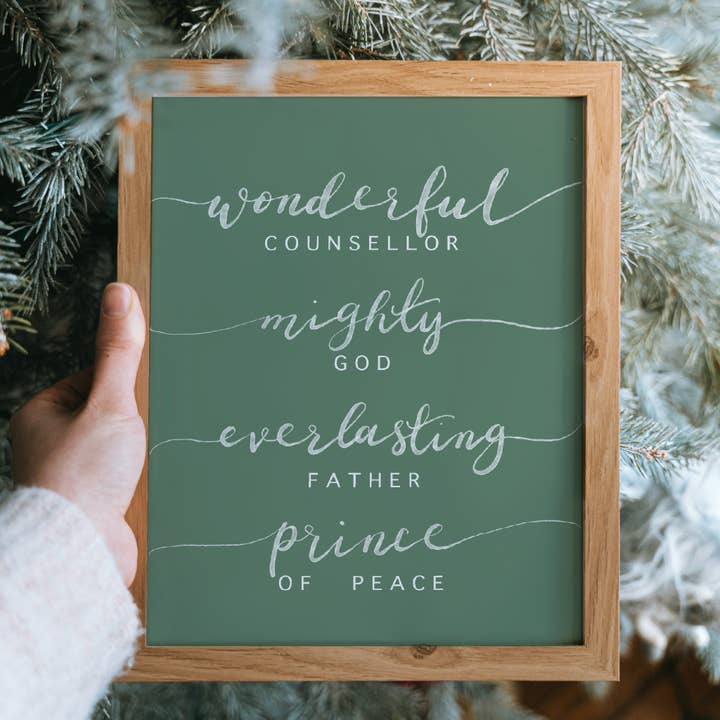 Christian Christmas Print - Isaiah 9:6 - names of Jesus for wholesale by And Hope Designs - Cards, Stickers & Stationery