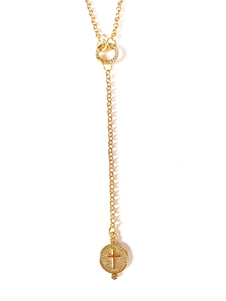 Colar Y Delicado com Pingente Cruz por atacado de Alyse Dawn