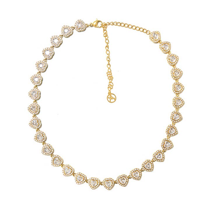 COLLIER CŒURS AVEC ZIRCONS COLORÉS pour la vente par AMORINO SRL