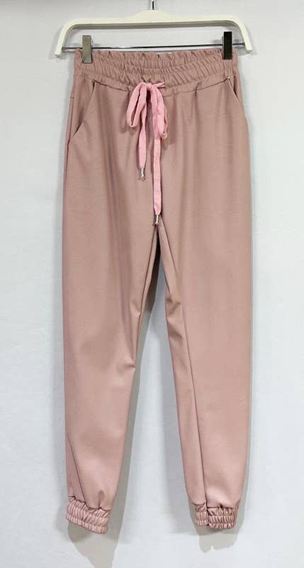 VENTI6 - Wholesale Pants - Women's - PU ELASTIC WAISTBAND ELASTIC ANKLE JOGGERS (97800-PU)12