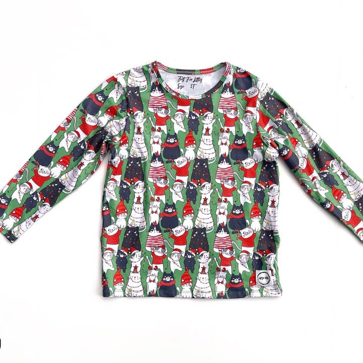 T-shirt de Natal com Gato por atacado de JustForLittles