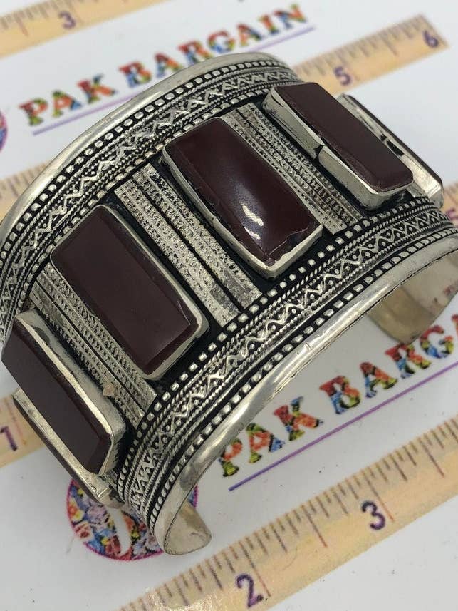 Pulseira étnica afegã com pedras, pulseira afegã por atacado de vintarust