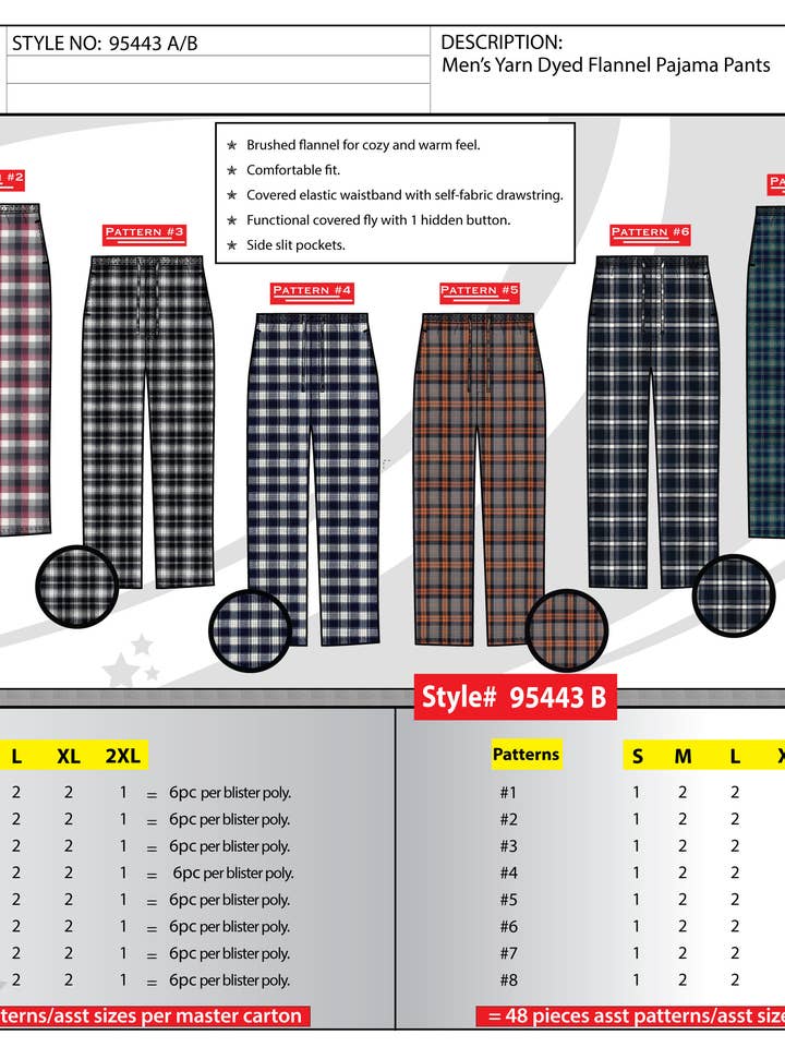 Herrflanell pj byxor-95443A för wholesale av Ten West Apparel