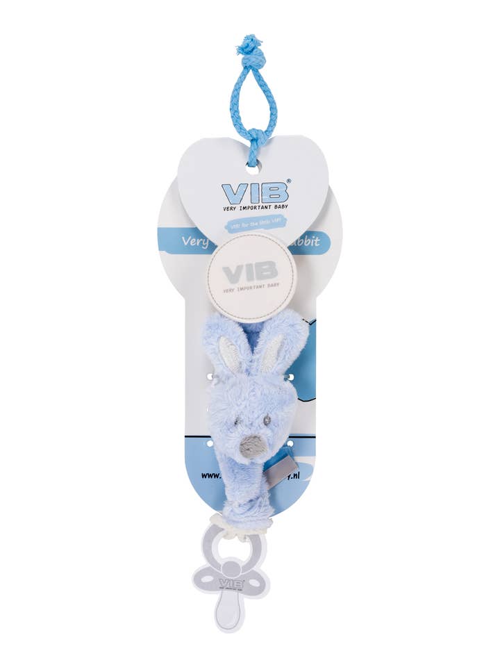 Plush Pacifier Clip Very Important Rabbit Blue for wholesale by Very Important Baby®