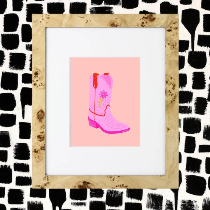 Art Print | Cowgirl Boot Print | Nashville Print | Design | Giclee Print | Illustration | Yeehaw | Y'all | Cowboy Boot | Fun Art | Nashville for wholesale by Facing the Sunshine Stationery + Design