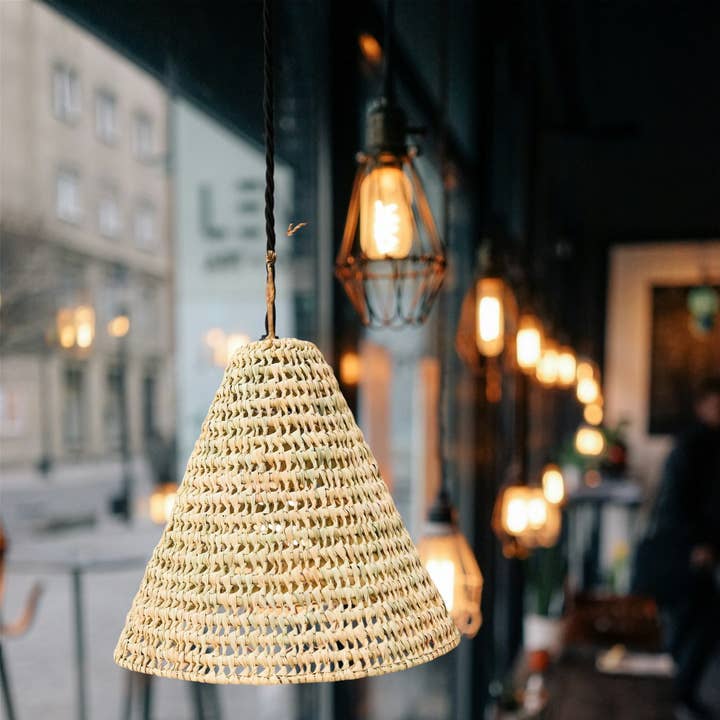 WICKER LAMPSHADE, Wicker Pendant Lamp, Straw Chandelier  for wholesale by Mikwi