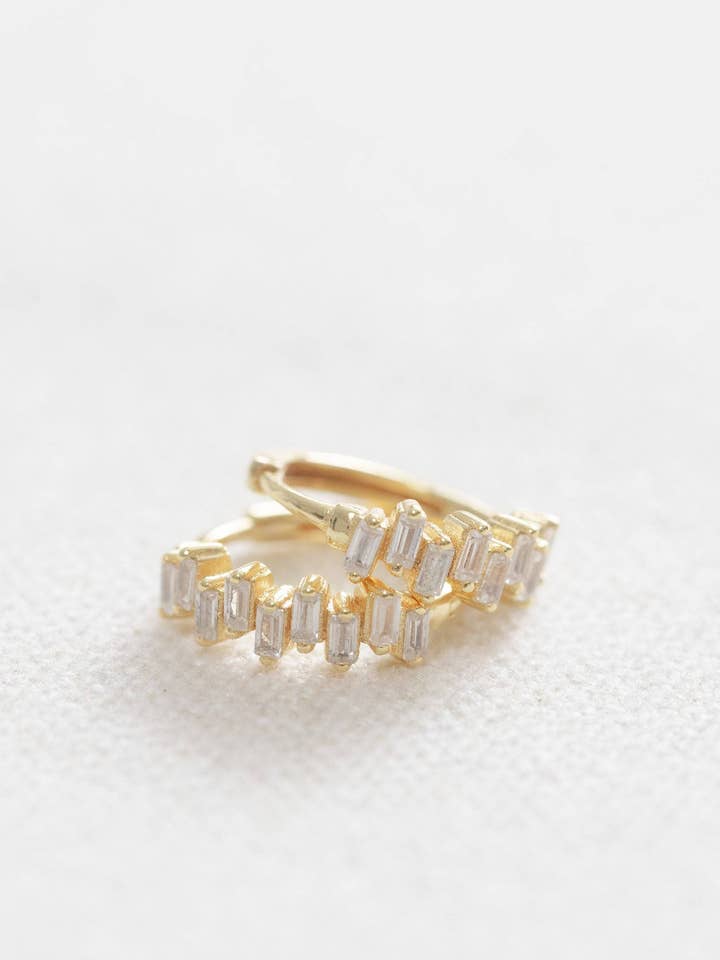 Crystal Baguette Huggies for wholesale by Coast and Cove