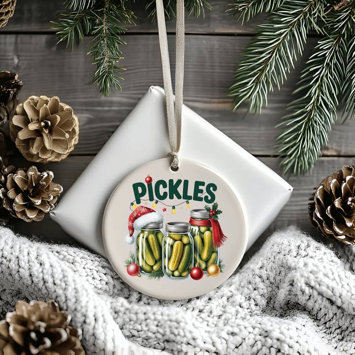 Pickles Christmas Ceramic Ornament for wholesale by JAC Wholesale