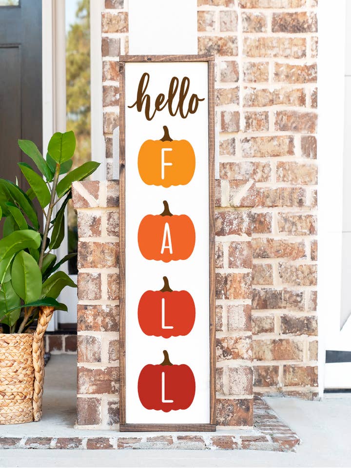 Enseigne Hello Fall Pumpkins pour la vente par Willie & Dolly Designs