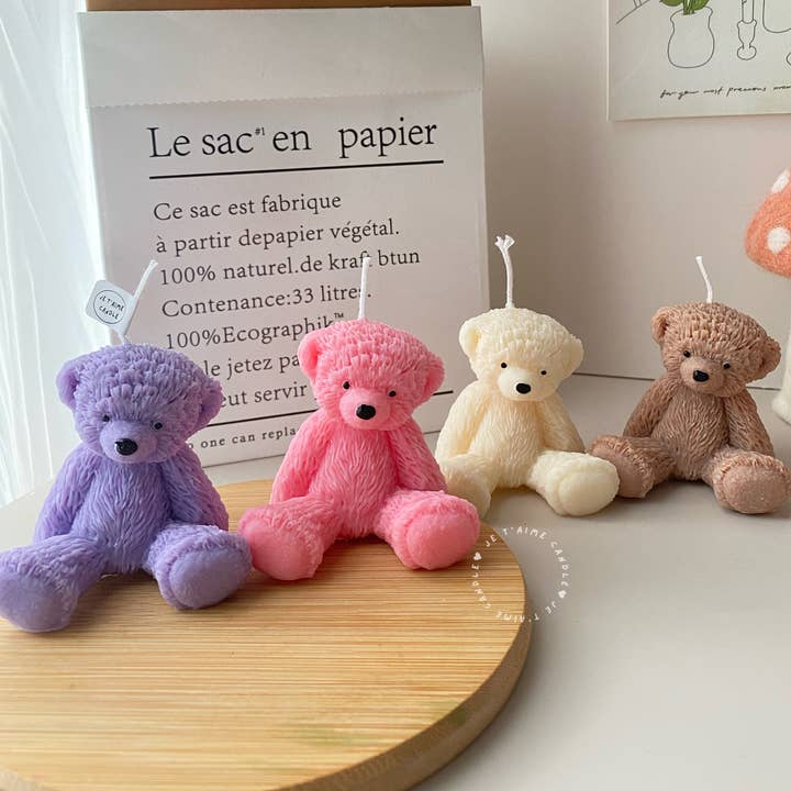 je t'aime candle – wholesale Novelty candle – Fluffy Teddy Bear Candle | Baby Shower Gifts | Custom Candle7