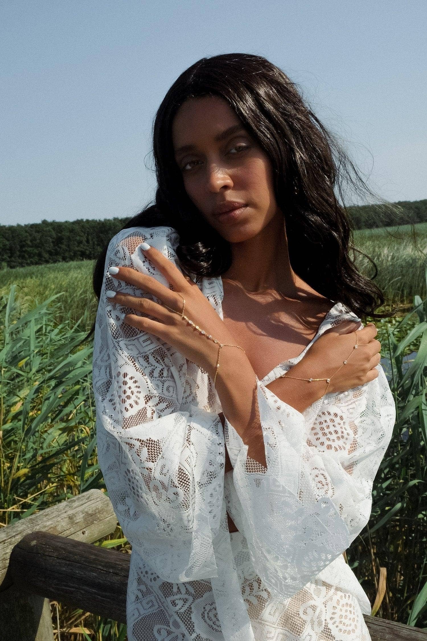 Selen Jewels - Wholesale Link & Chain Bracelet - Bezel Diamond Hand Chain4