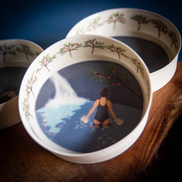 Fine Porcelain Handmade 'Single Female' Wild Swimmer Bowl for wholesale by Becky Mackenzie Ceramics
