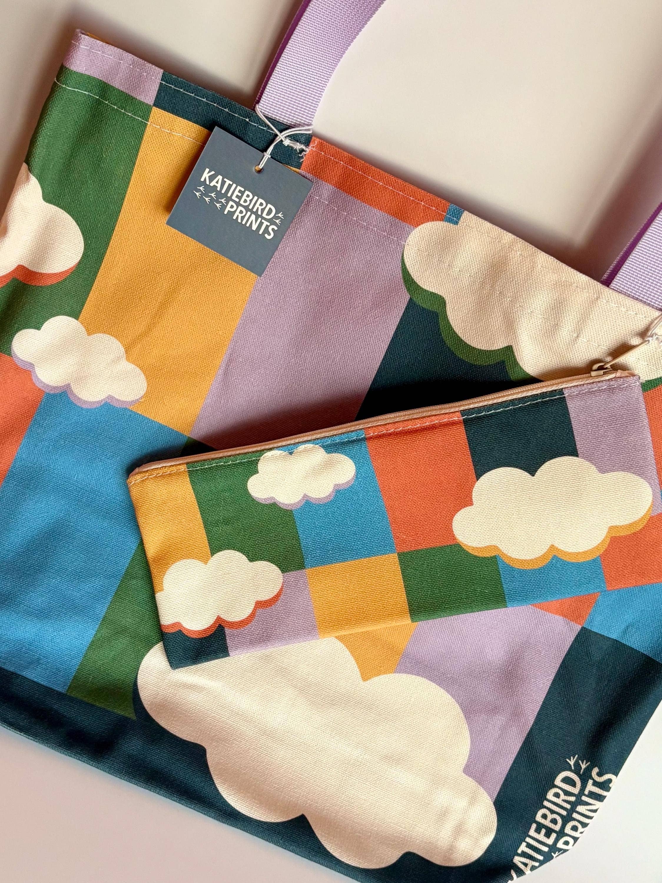 Katiebird Prints - Wholesale Tote Bag - Unisex - Wanderlust Colorful Cloud Pattern Everyday Reusable Tote6