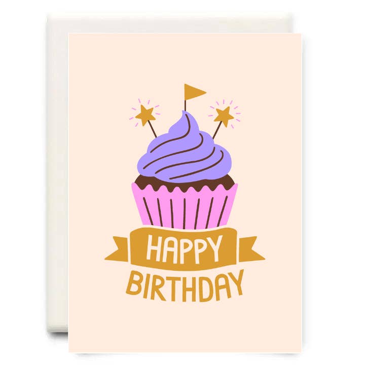 Happy Birthday Cupcake Purple | Birthday Greeting Card for wholesale by Inkwell Cards