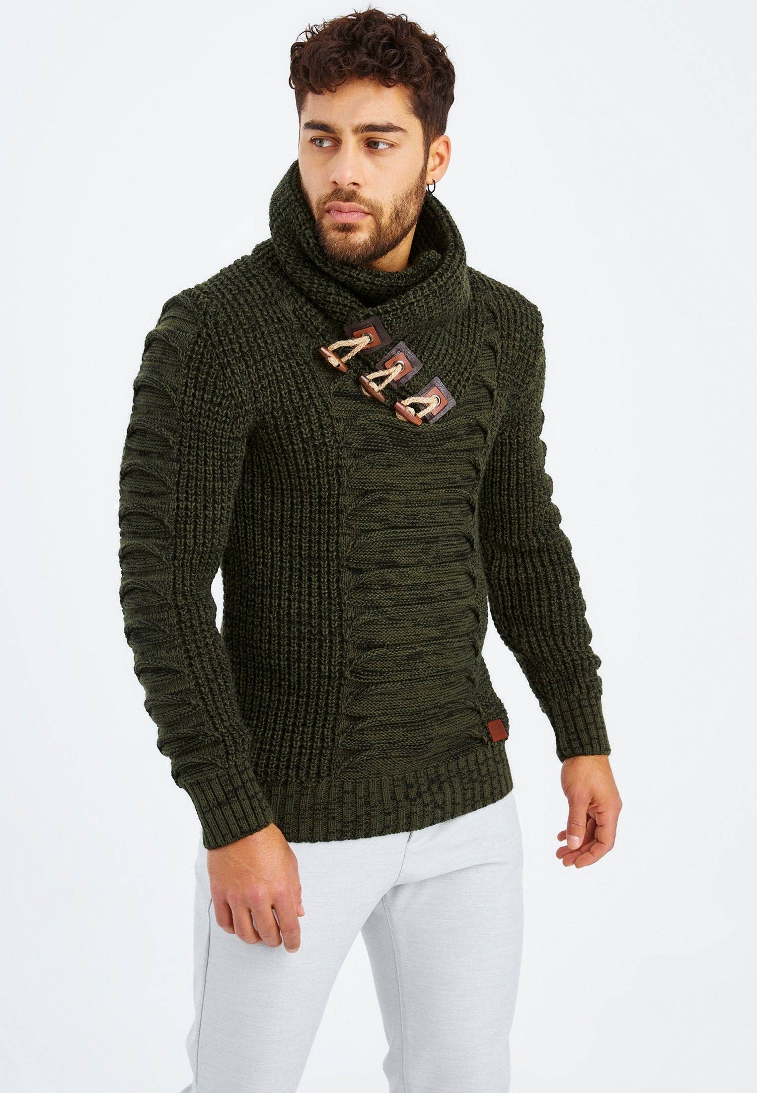 Leif Nelson GmbH - Wholesale Knit Sweater - Men's - Men's Knit Sweater Chunky Knit Shawl Collar LN-557525