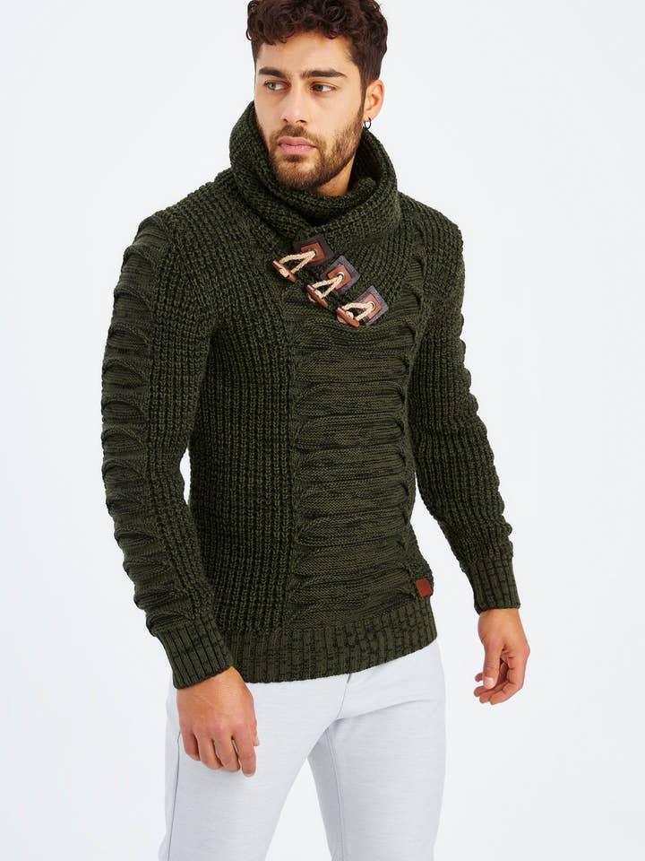 Leif Nelson GmbH - Wholesale Knit Sweater - Men's - Men's Knit Sweater Chunky Knit Shawl Collar LN-557525