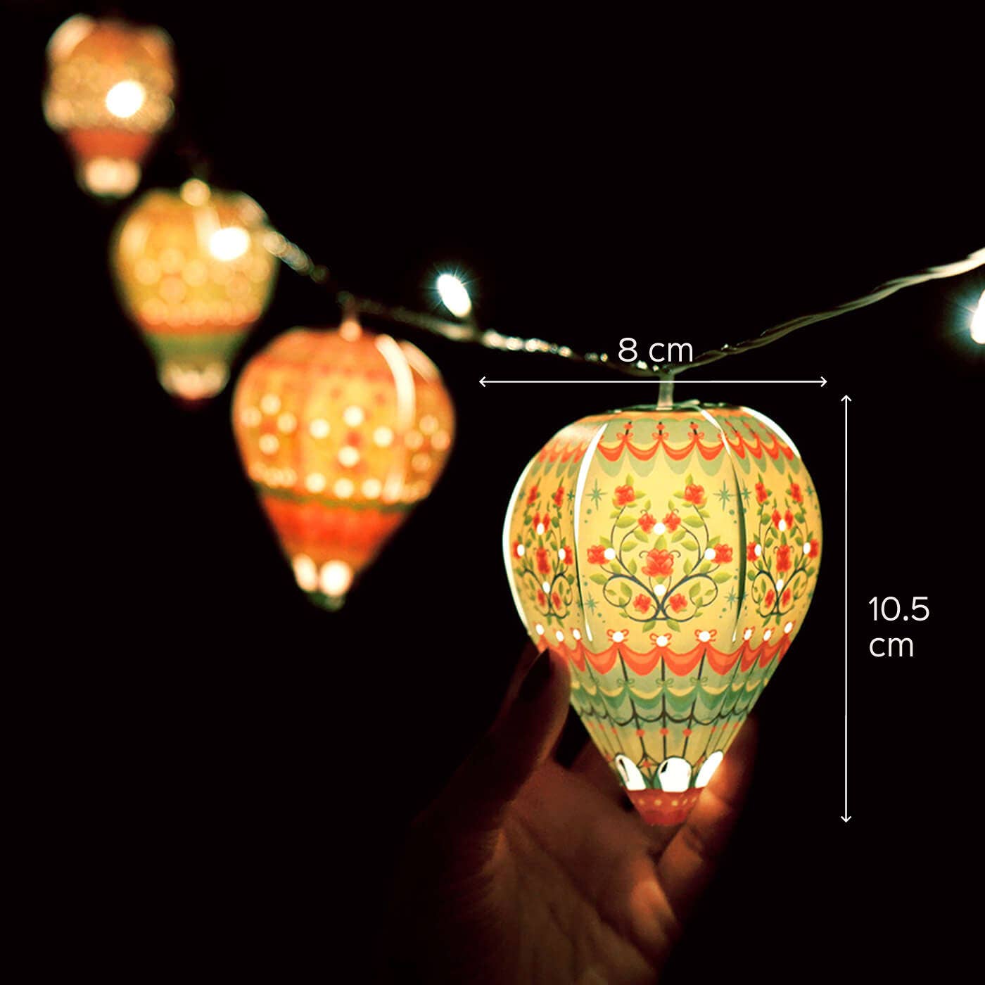 Zwende - Vendita all'ingrosso Lanterne/lampade di carta - Luci decorative fai-da-te con 10 lanterne di carta a mongolfiera7