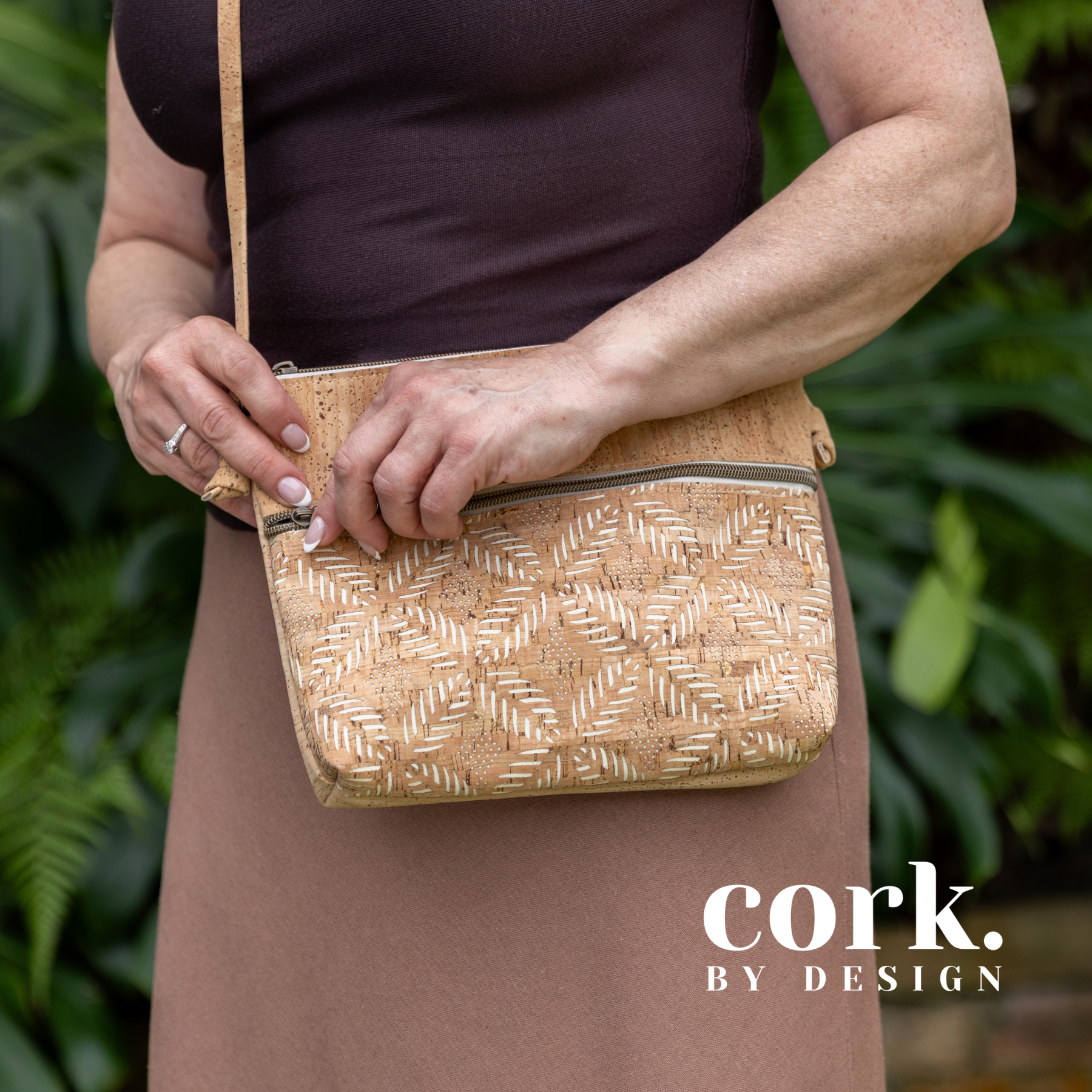 Cork By Design - Wholesale Crossbody Bag - Women's - Victoria Cork Crossbody Bag - Laser Cut Leaf1