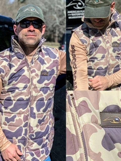 American Flyway Waterfowl - Wholesale Outerwear Vest - Men's - AF Waterfowl Old School Camo Puffer Vest2
