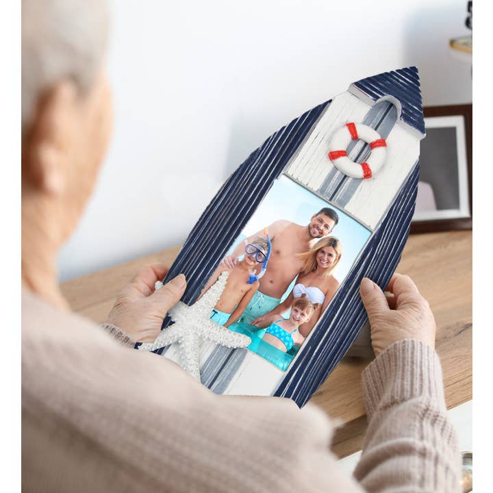 Cota Global - Wholesale Picture Frame - Nautical Decor - Blue Stripes Boat Frame Large 3.5'X5'3