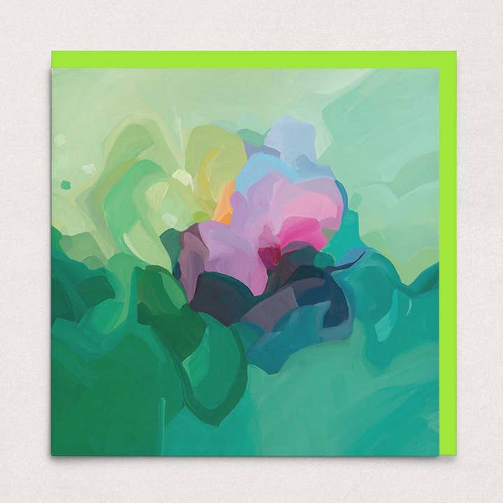 Susannah Bleasby Art - Vente Carte de vœux classique - Carte artistique vert jade | Carte de vœux d'art abstrait0