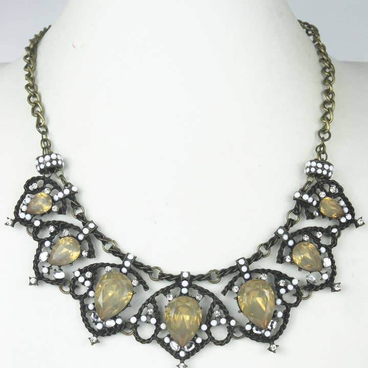 Ole - Wholesale Choker/Collar - Vintage Pink Crystal Collar Statement Necklace1