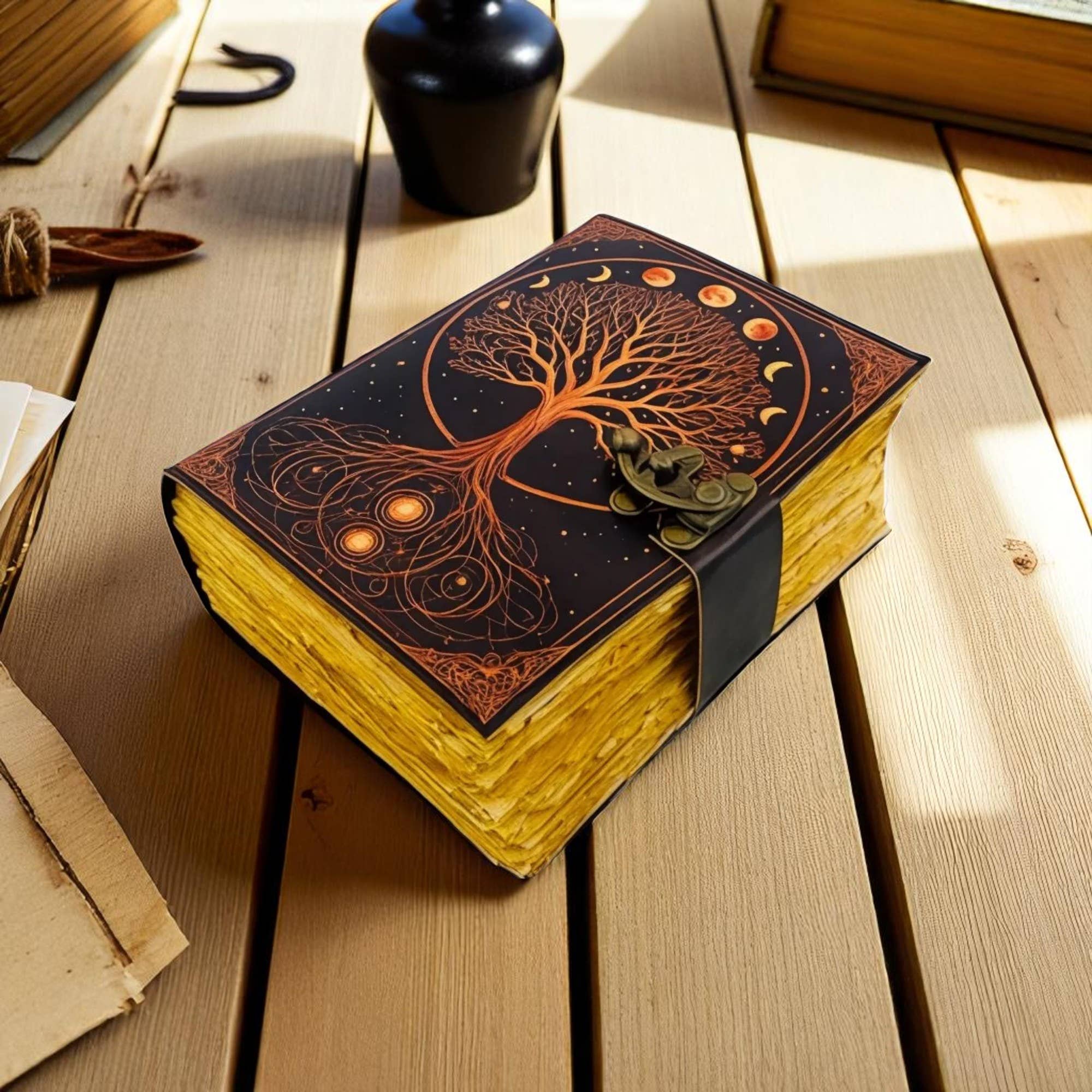 Hana Exports - Wholesale Journal/Diary - Tree of Life Leather Grimoire Journal – Handmade Diary1