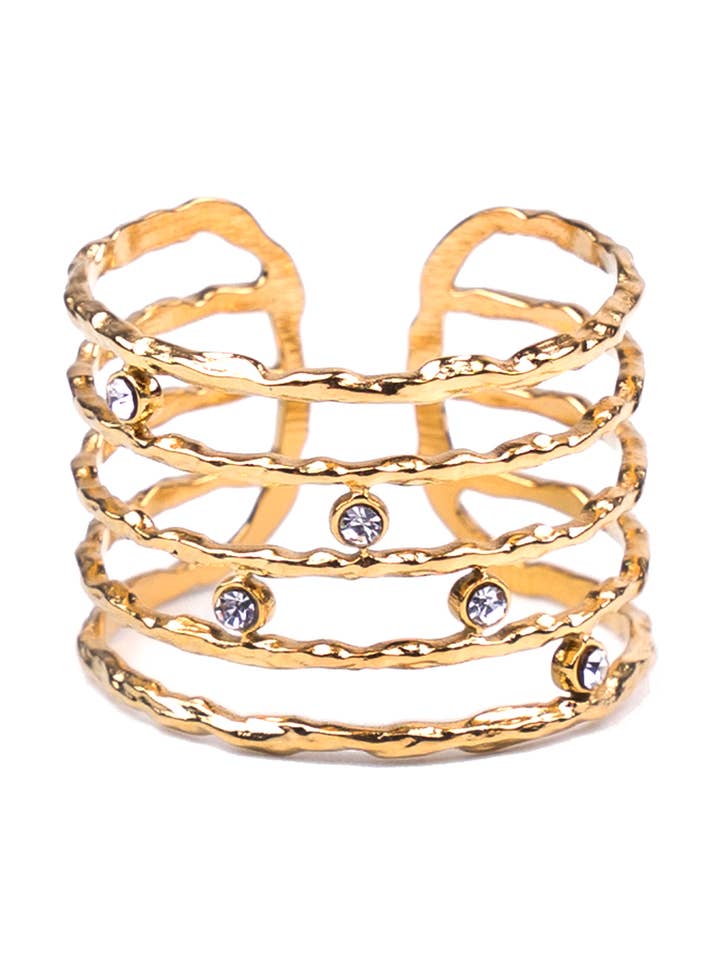 Kadia Verstellbarer Ring mit weißen Zirkonias für den Großhandel von Cassette Barcelona