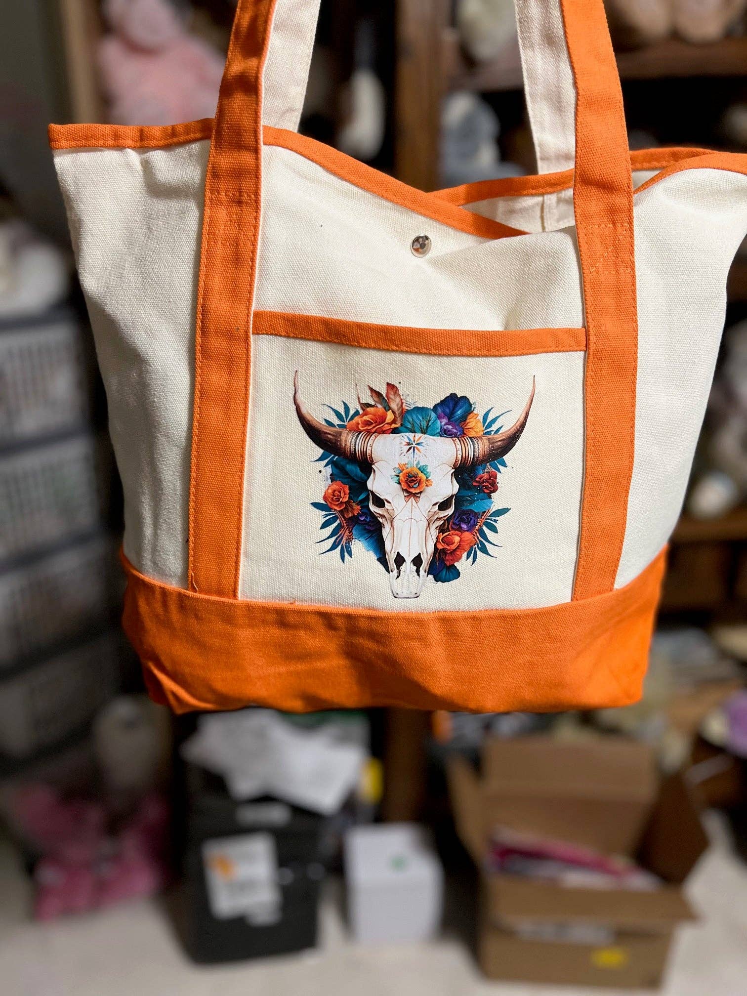 Cedar Hill Country Market - Wholesale Tote Bag - Women's - Western Themed Two Pocket Canvas Market/Tote Bags - Multi Colors6