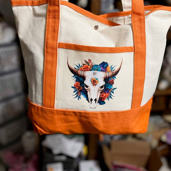 Cedar Hill Country Market - Wholesale Tote Bag - Women's - Western Themed Two Pocket Canvas Market/Tote Bags - Multi Colors6