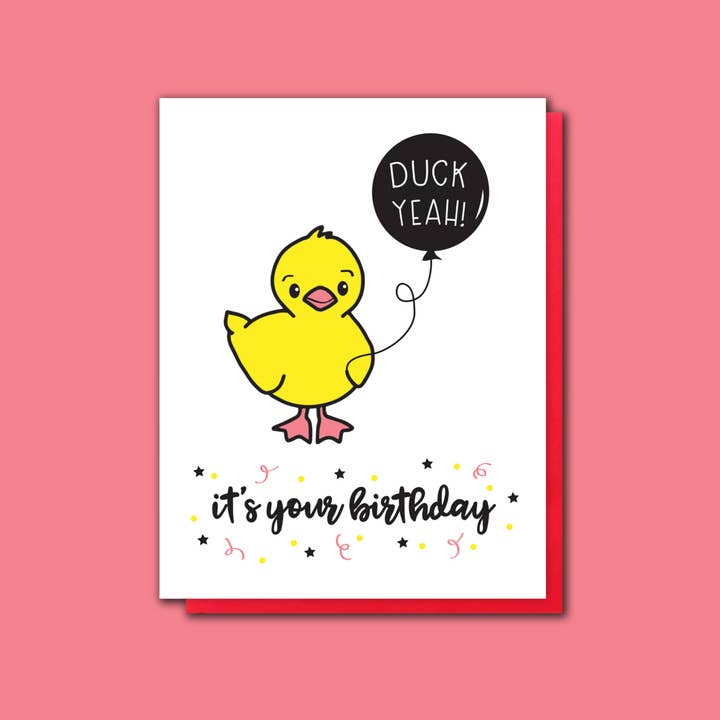 Kiss and Punch - Wholesale Birthday Card - Punny Duck Yeah Birthday Letterpress Card1
