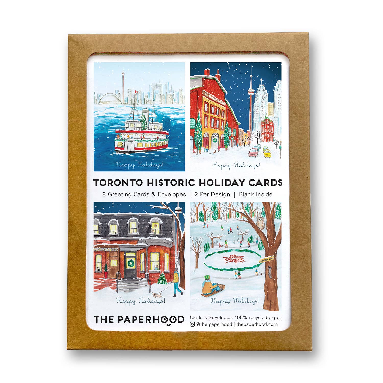 The Paperhood – Großhandel Saisongrußkarte – Sortierte Box mit 8 Grußkarten „Toronto Historic Holiday'2