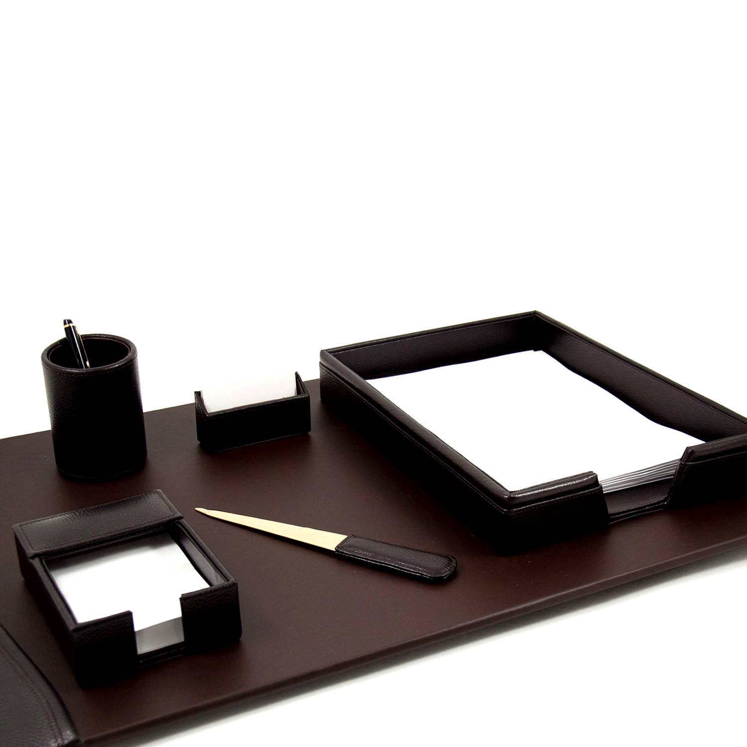 BeyBerk International - Wholesale Desk Set - 6 Piece Brown Leather Desk Set1