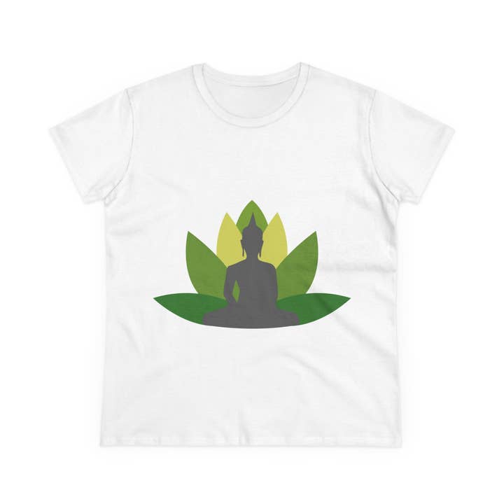 Restored By Nature Company - Wholesale Screen Printed T-Shirt - Women's - Women’s Graphic Tee – Buddha with Lotus Flower – Mid-weight Soft Cotton11