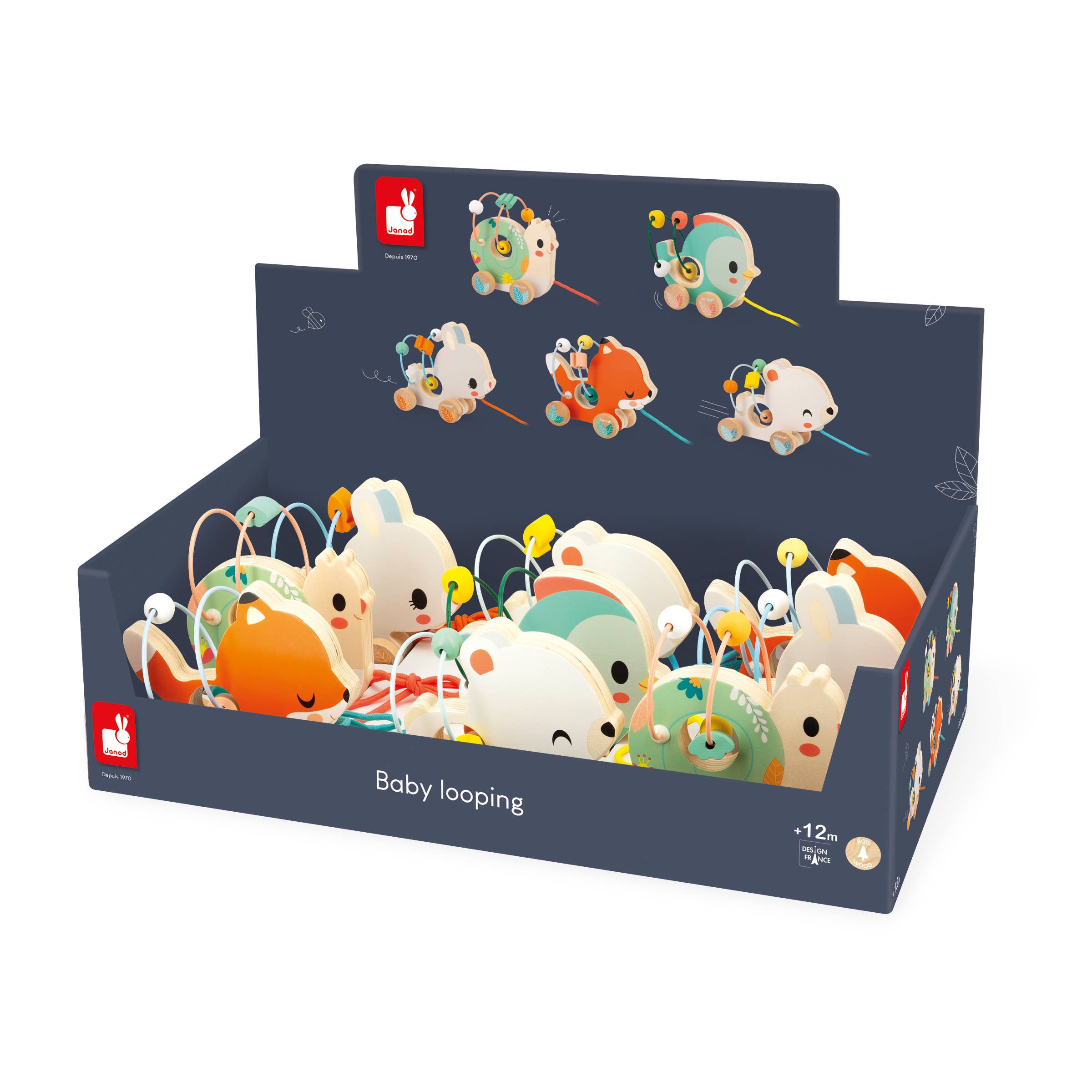 Janod - Wholesale Handheld Rattle - Baby - Pure | Pull-Along Animal Bead Maze | Display x912