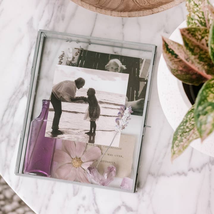 Sugarboo & Co - Wholesale Decorative Box - Rectangle Glass and Zinc Memory Box - 10" x 8" x 2"1