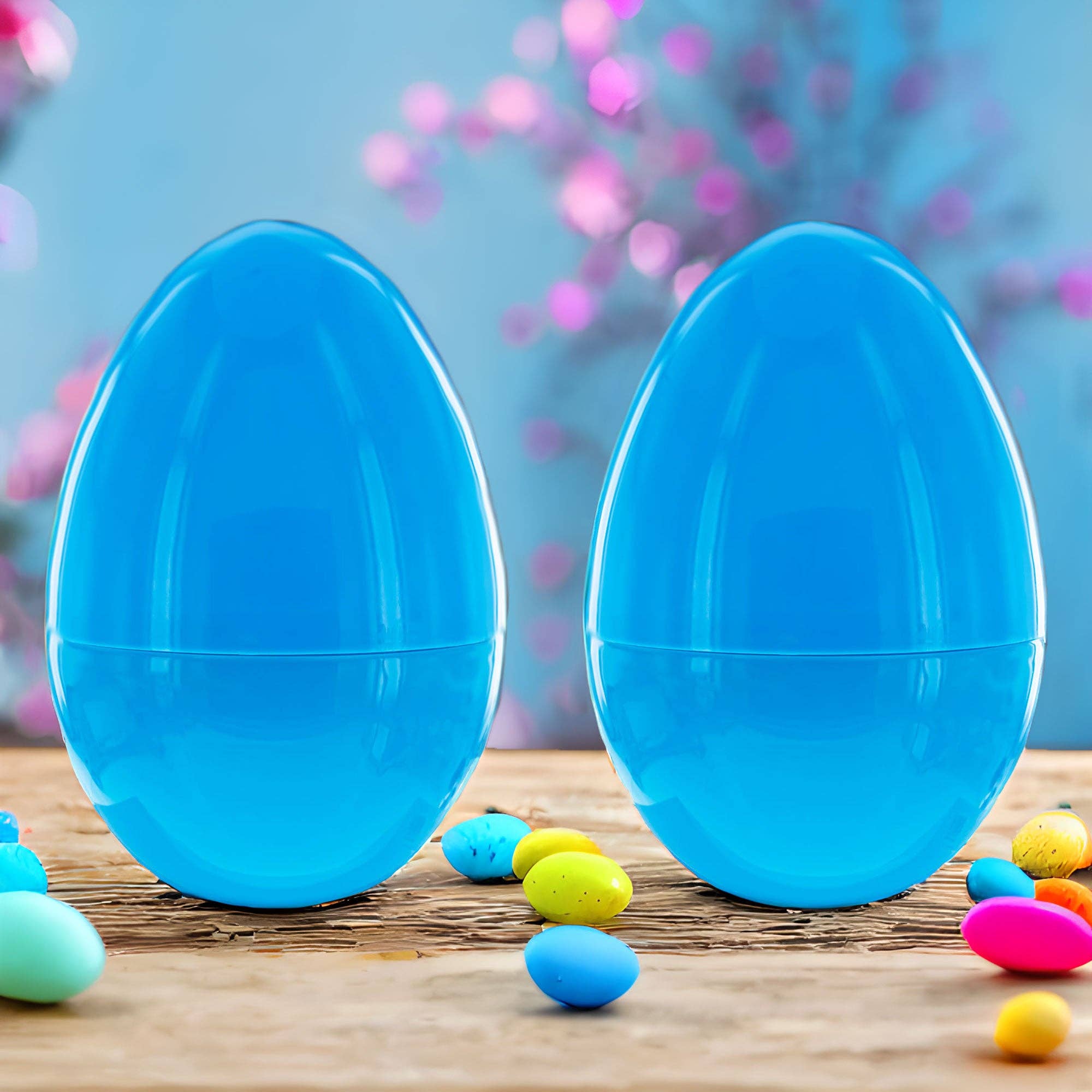 BestPysanky – wholesale Decorative tabletop object – Set of 2 Blue Giant Jumbo Large Size Fillable Plastic Easter Eggs 10 Inches1
