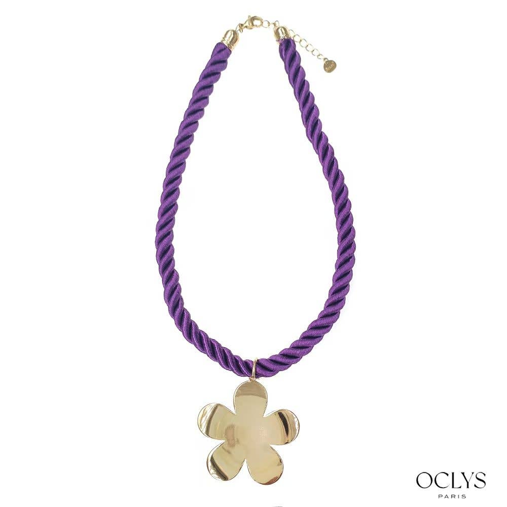 Oclys – Großhandel Kette mit Anhänger/Charm – Buntes Band Halskette Blume Edelstahl Inna3