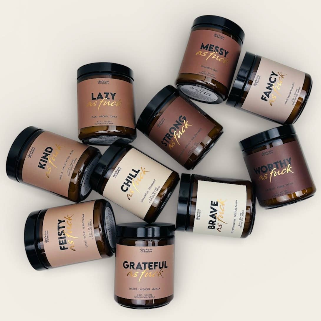Charleston & Harlow Candle Co. - Wholesale Jar/Filled Candle - MESSY AF - Sugared Citrus Sweary Soy Candle 8oz1