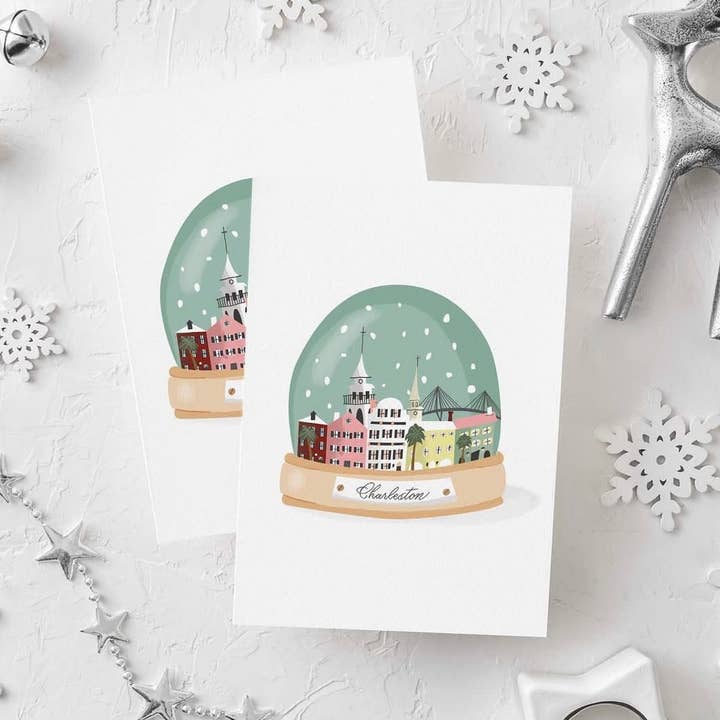 The Town Serif - Wholesale Christmas Card - Charleston Snow Globe Greeting Card - CHS Holiday