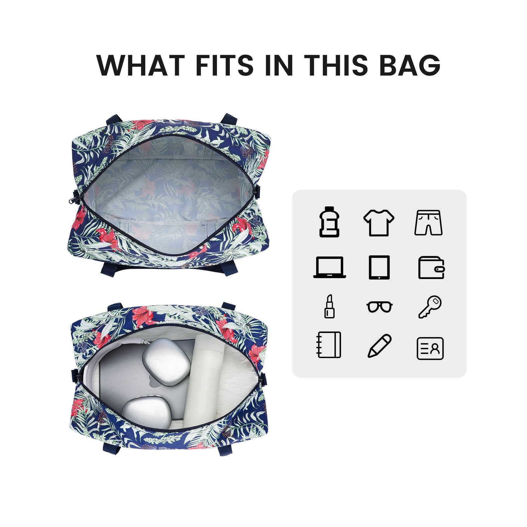 wandf – Saco de viagem - Mulher por atacado – Mala de Viagem Impressa 20L Armazenamento Sob o Assento para Companhias Aéreas50