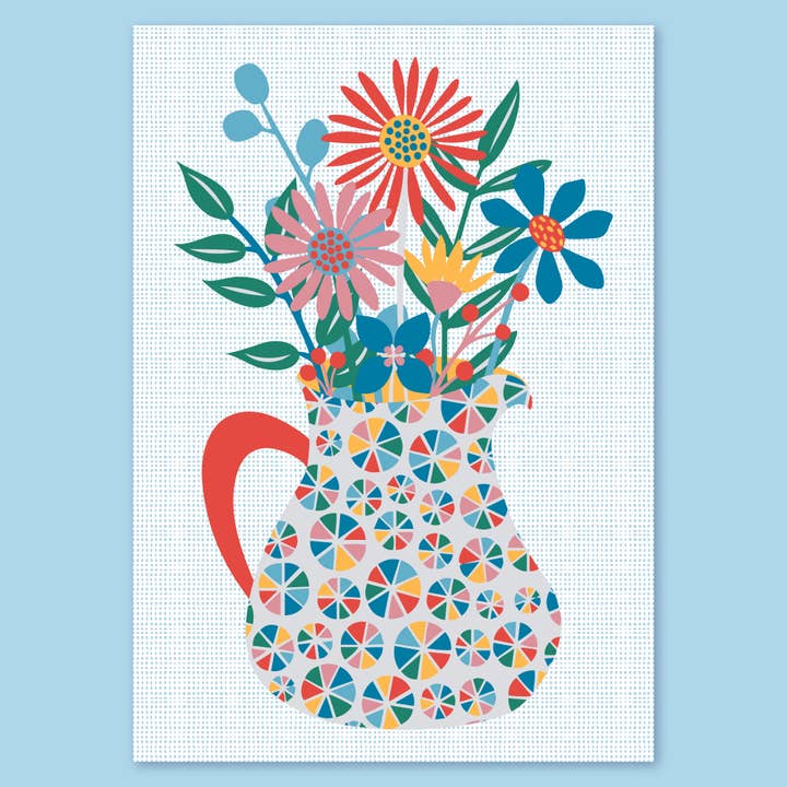 Flower design A4 print - flower jug for wholesale by The Leaf Press